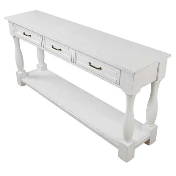 Long Console Table Elegant Entryway Table with 3 Drawers and Bottom Shelf for Stylish Storage