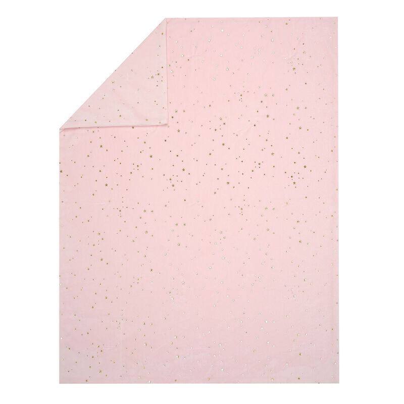 Lambs & Ivy Ballerina Baby Pink with Gold Stars 2-Sided Soft Baby Blanket