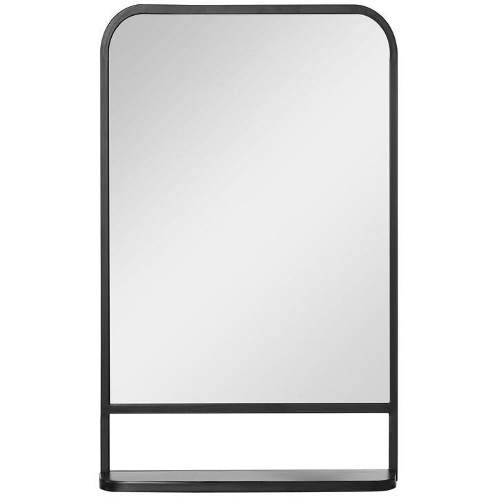 Black Wall Decor: 34x21" Contemporary Mirror with Shelf