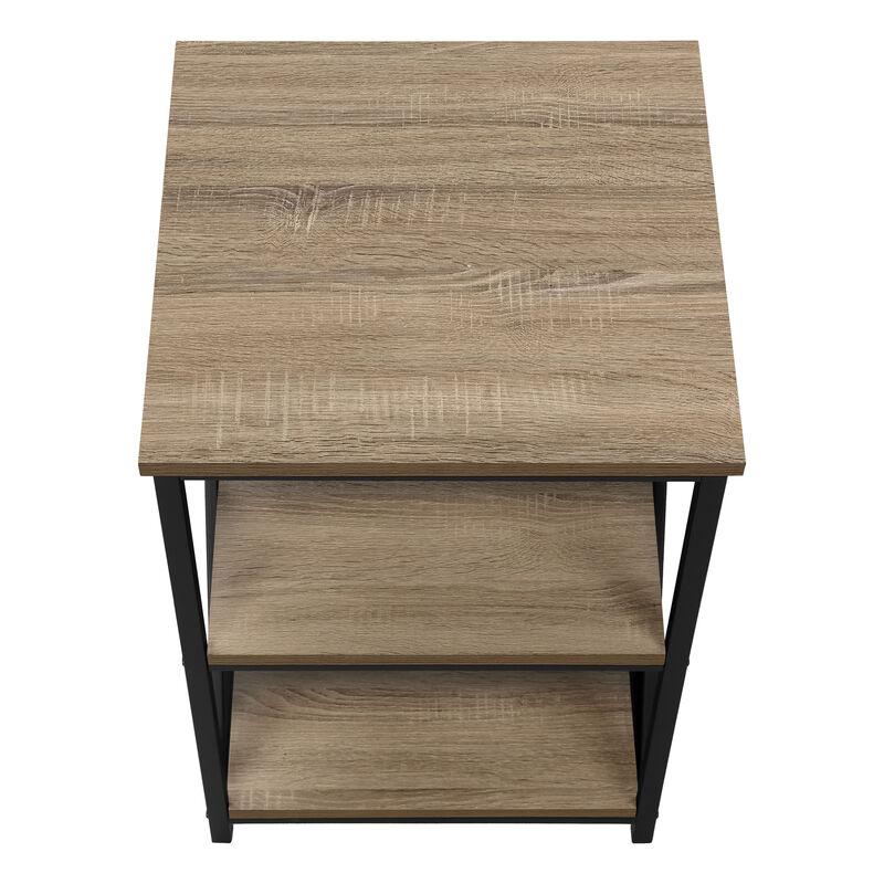 Monarch Specialties I 3597 Accent Table, Side, End, Nightstand, Lamp, Living Room, Bedroom, Metal, Laminate, Brown, Black, Contemporary, Modern