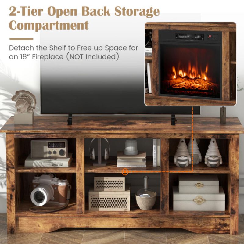 Hivvago TV Stand for up to 65" Flat Screen TVs with Adjustable Shelves for 18" Electric Fireplace (Not Included)