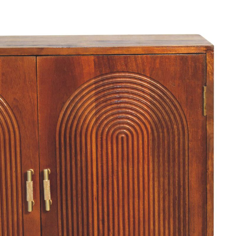 Chestnut Carved Solid Wood 2 Door Ball Cabinet
