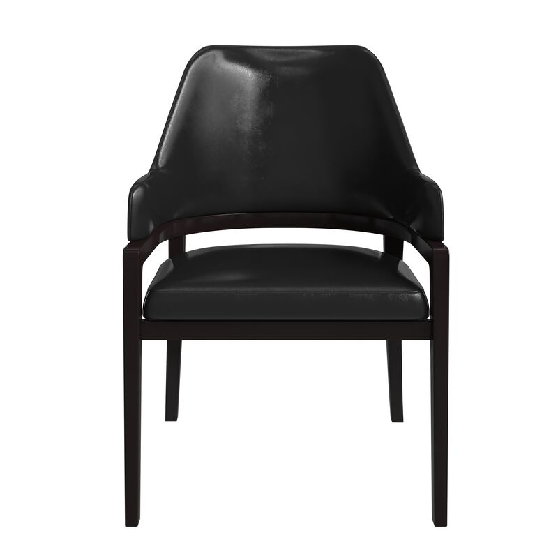 Leisuremod Ethora Collection Modern Wooden Dining Chair in Black Fabric Seat With white top