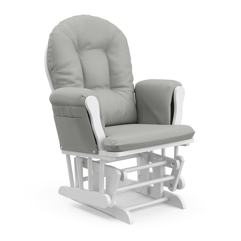 Storkcraft Hoop Glider and Ottoman - White with Light Gray
