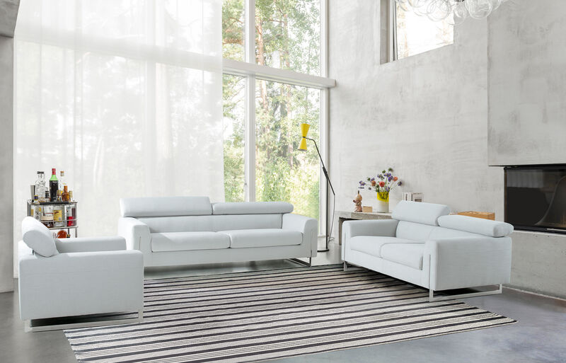 Pasargad Home Noho Serena Modern Loveseats with Adjustable Headrests, Silver