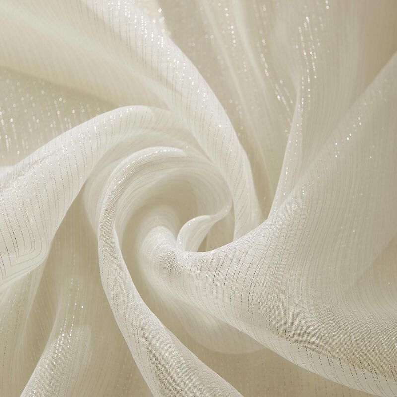 Lonnie 2-Piece Grommet Sheer Window Curtain Panel Beige by Rt Designers Collection