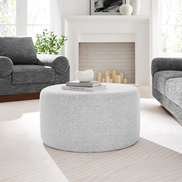 Modway Callum Large 29 Round Woven Heathered Fabric Upholstered Ottoman