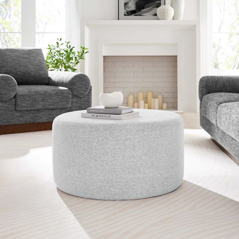 Modway Callum Large 29 Round Woven Heathered Fabric Upholstered Ottoman