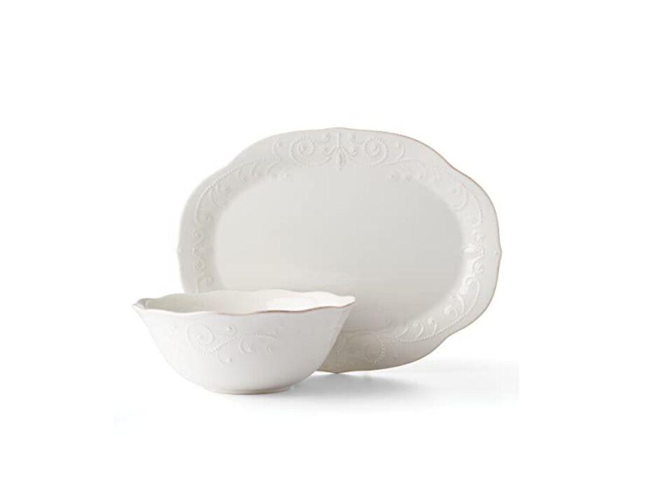 Lenox French Perle 2Pc Serveware Bundle, White