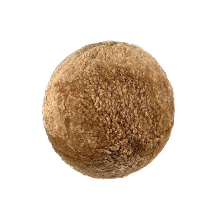 New Zealand Brown Genuine Sheepskin 12" Ball Pillow