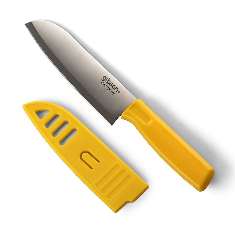 Gibson Everyday Grantville 4 Piece 6 Inch Santoku Knife with Sheath in Assorted Colors