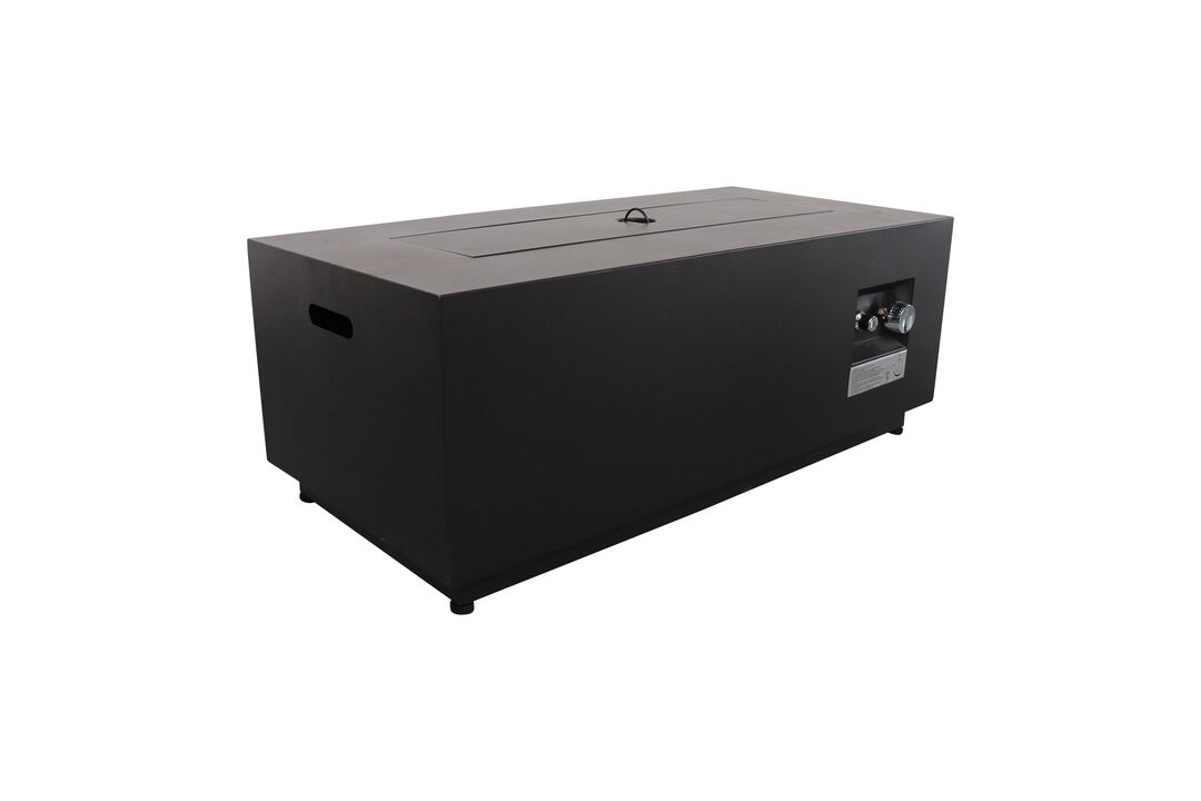 Living Source International 16'' x 42'' Rectangle Fire Pit Table with Lid (Black)