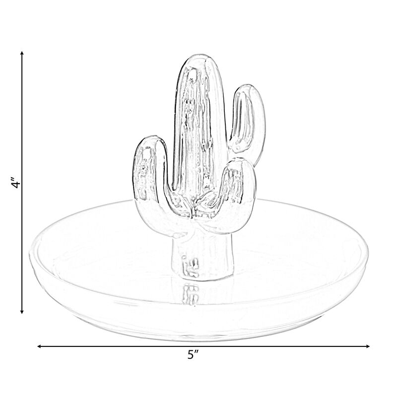 Uniquewise Cactus Tree Jewelry Holder with Decorative Trinket Dish Organizer