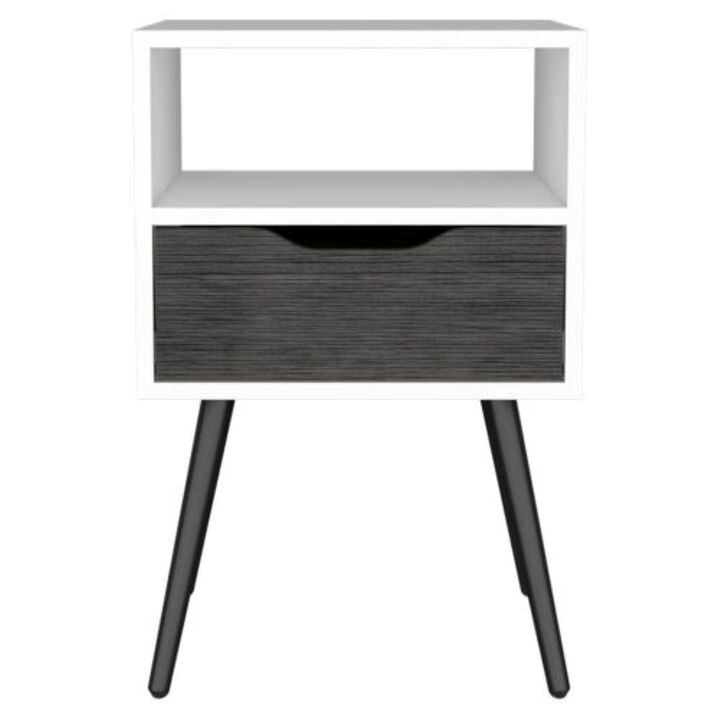 Nightstand Fugaz, Bedroom, Smoky Oak / White