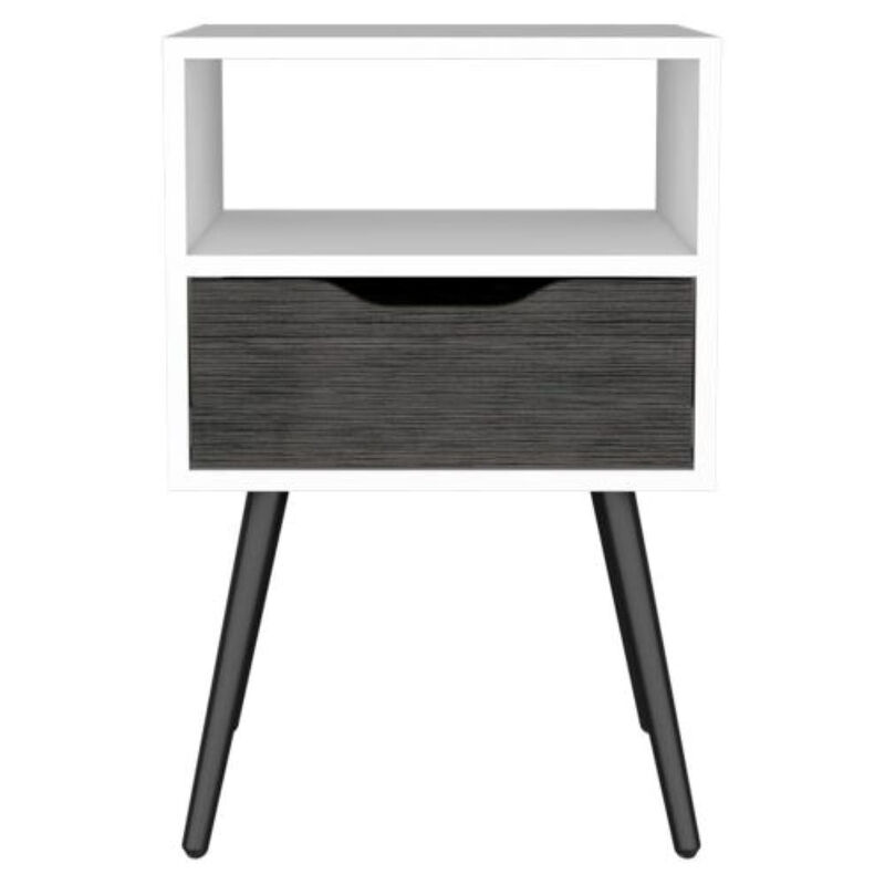 Nightstand Fugaz, Bedroom, Smoky Oak / White