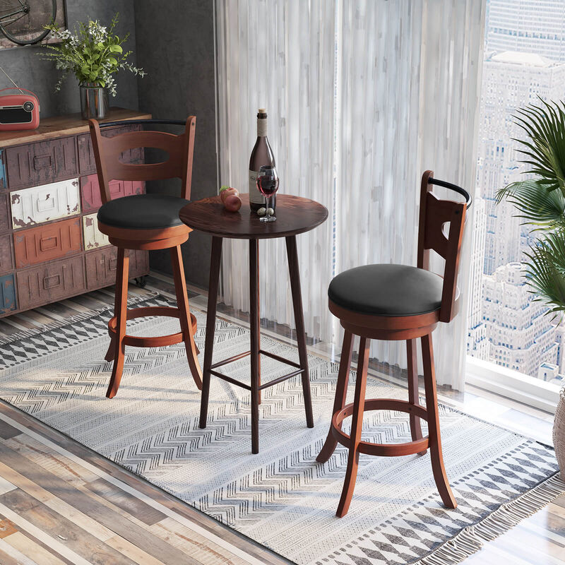 2 Pieces 29 inch Swivel Bar Stools with Curved Backrest and Seat Cushions