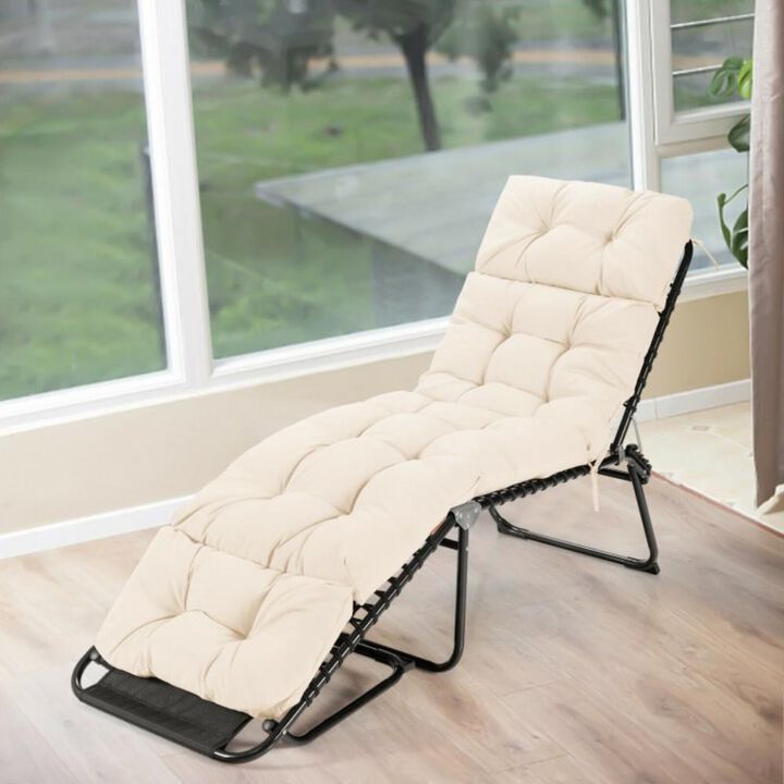 Outdoor Lounge Chaise Cushion with String Ties for Garden Poolside