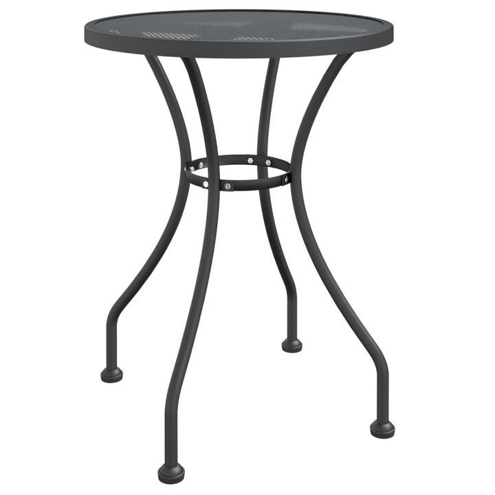 Troy 3pc Outdoor Foldable Dining Chair and Table Set, Mesh Gray Metal - Benzara