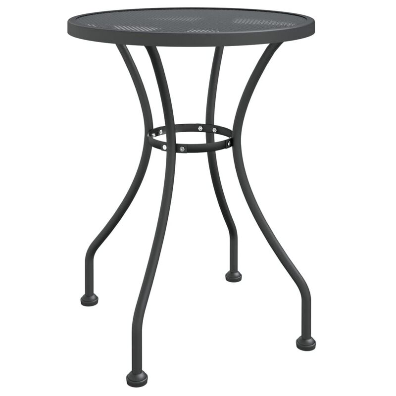Troy 3pc Outdoor Foldable Dining Chair and Table Set, Mesh Gray Metal - Benzara
