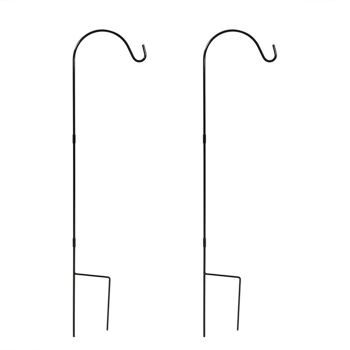 Sunnydaze Black Steel Hanging Single Shepherd Hooks - Set of 2