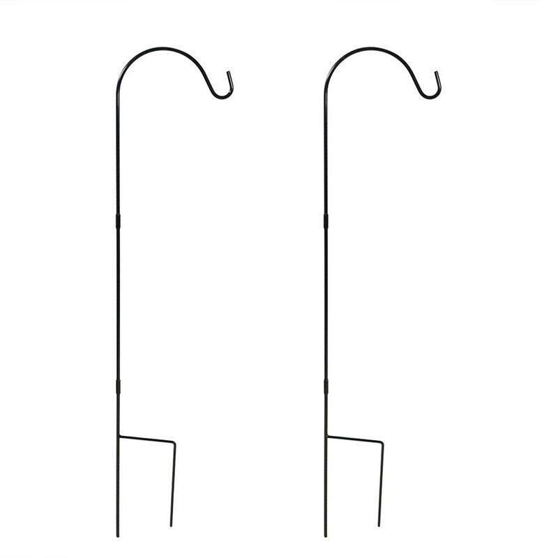 Sunnydaze Black Steel Hanging Single Shepherd Hooks - Set of 2