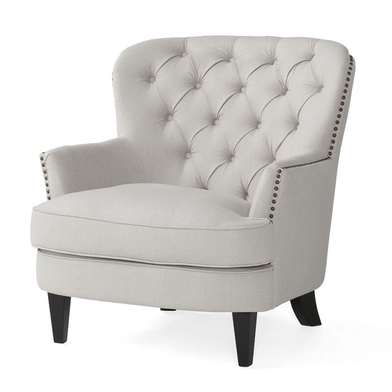 Merax Contemporary Fabric Club Chair and Ottoman Set