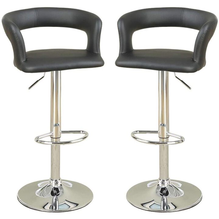 Barstool Counter Height Chairs Set Of 2 Adjustable Height Kitchen Island Stools PVC Faux Leather