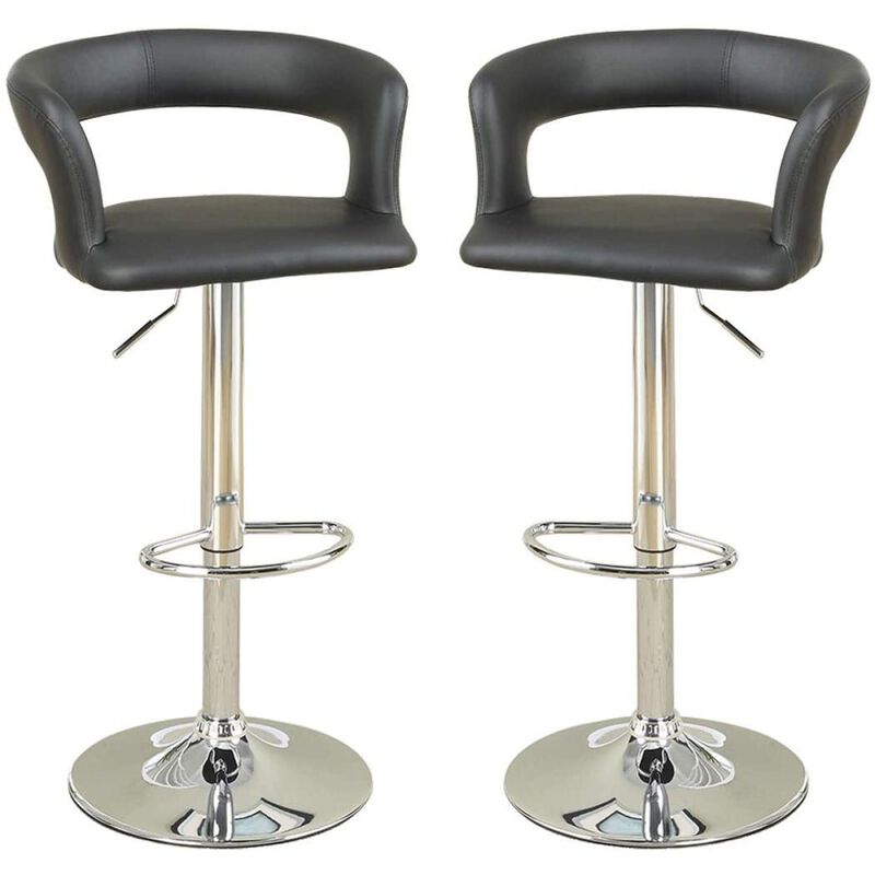 Barstool Counter Height Chairs Set Of 2 Adjustable Height Kitchen Island Stools PVC Faux Leather