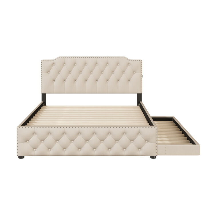 Merax Upholstered Platform Bed with USB Ports