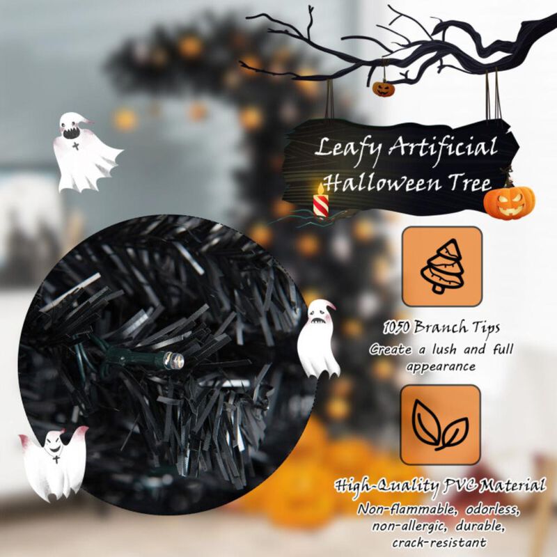 Hivvago 7 Feet Pre-Lit Halloween Tree 8 Flash Modes with 400 Lights