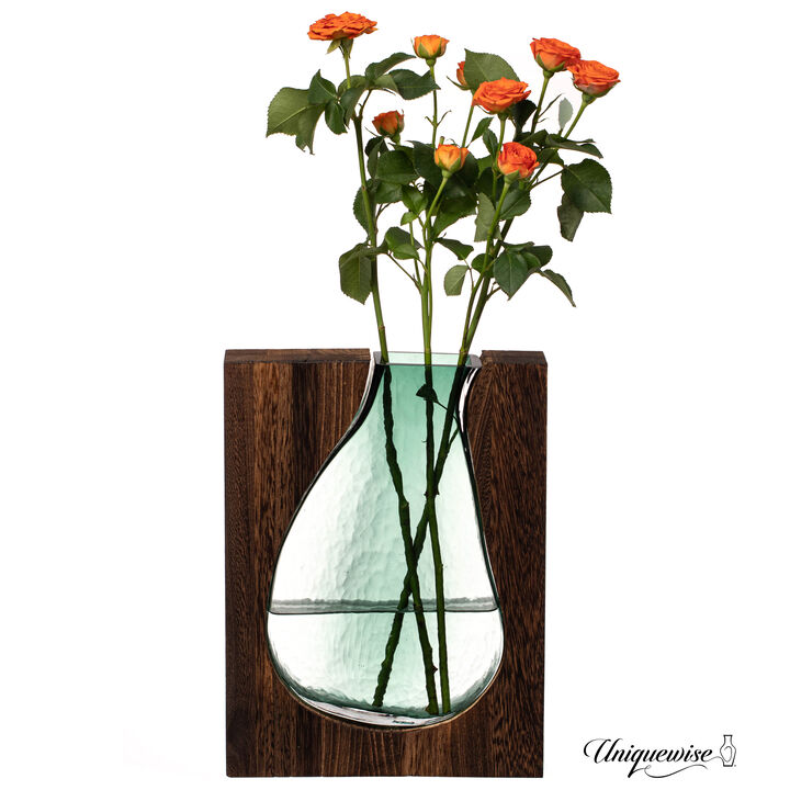 12-Inch Wood and Glass Inlay Vase