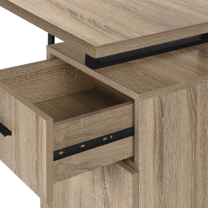 Monarch Specialties I 7764 Computer Desk, Home Office, Laptop, Left, Right Set-up, Storage Drawers, 48"L, Work, Metal, Laminate, Brown, Black, Contemporary, Modern
