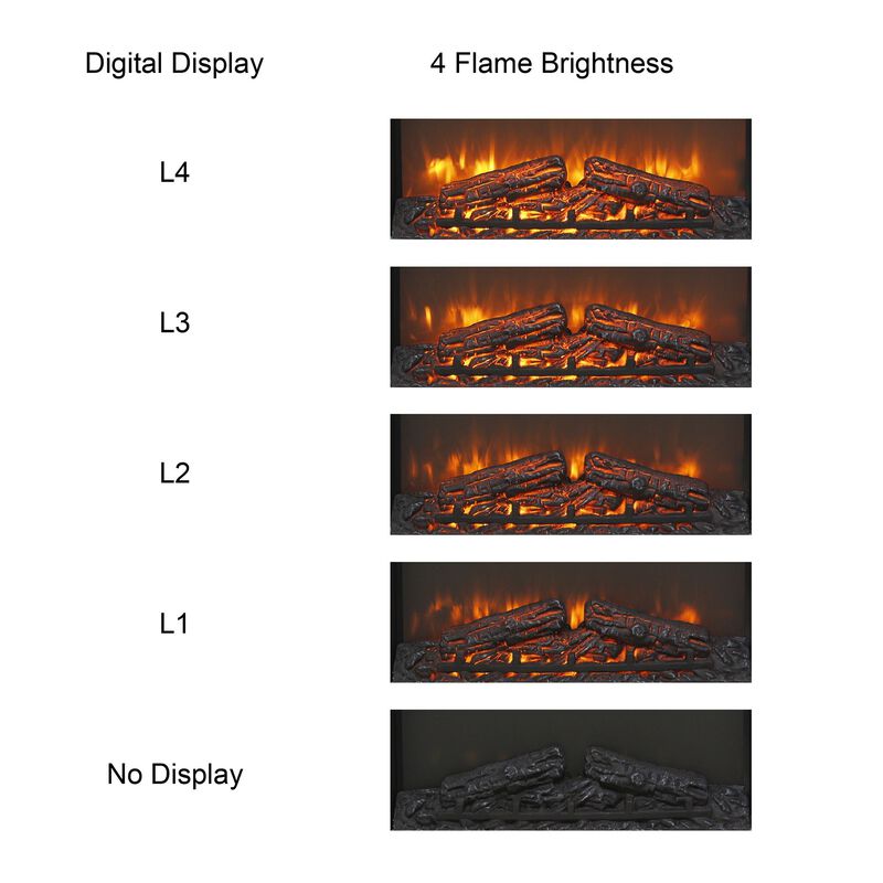 MONDAWE 23 Inch Electric Fireplace Insert, Ultra Thin Heater With Log Set and Realistic Flame, Remote Control With Timer, Overheating Protection
