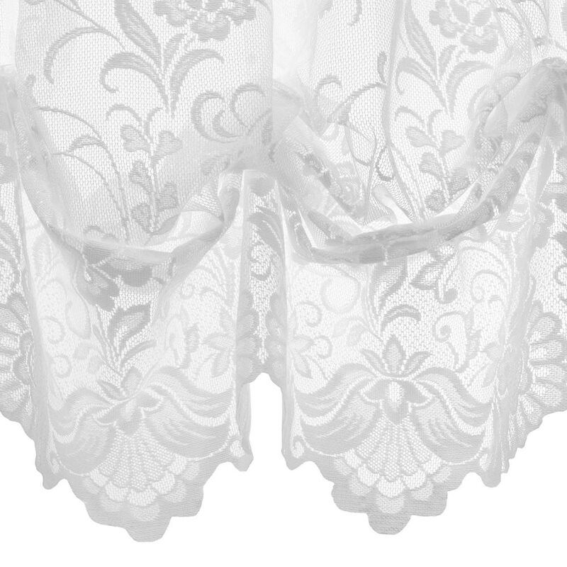 Habitat Limoges Sheer Rod Pocket Timeless Romantic Floral Lace Design Balloon Curtain 55" x 63" White