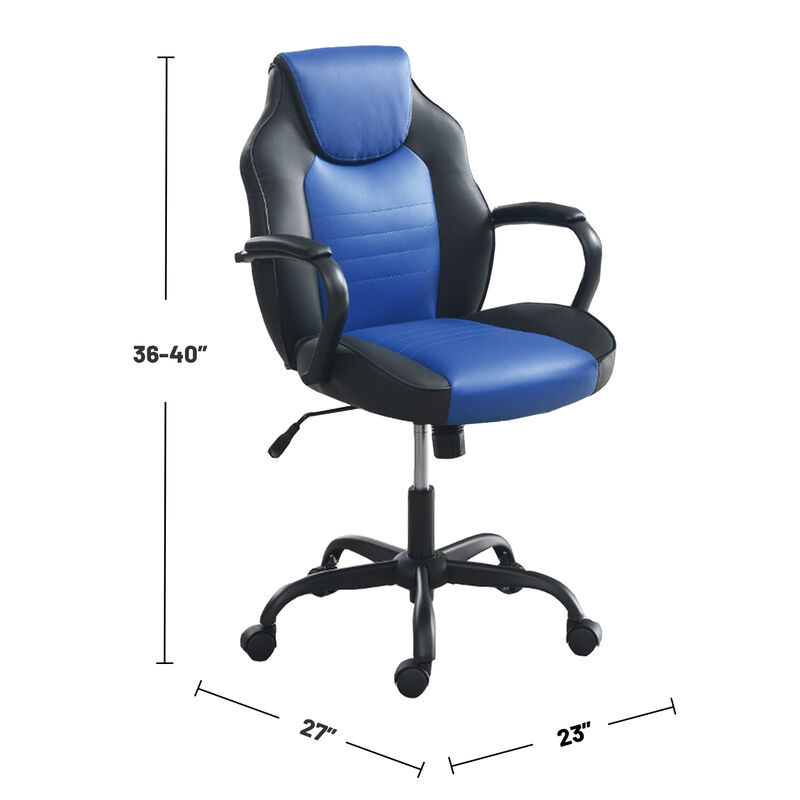 Office Chair with Padded Armrests in Black and Blue