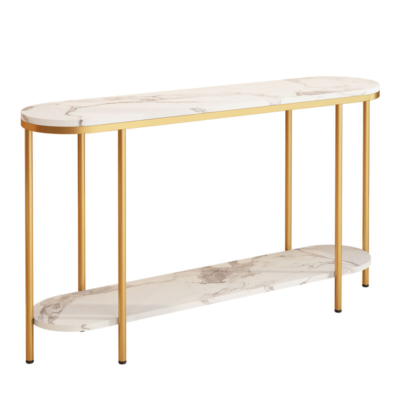 2-Tier Console Table Narrow Entryway Table for Hallway or Living Room Storage and Display