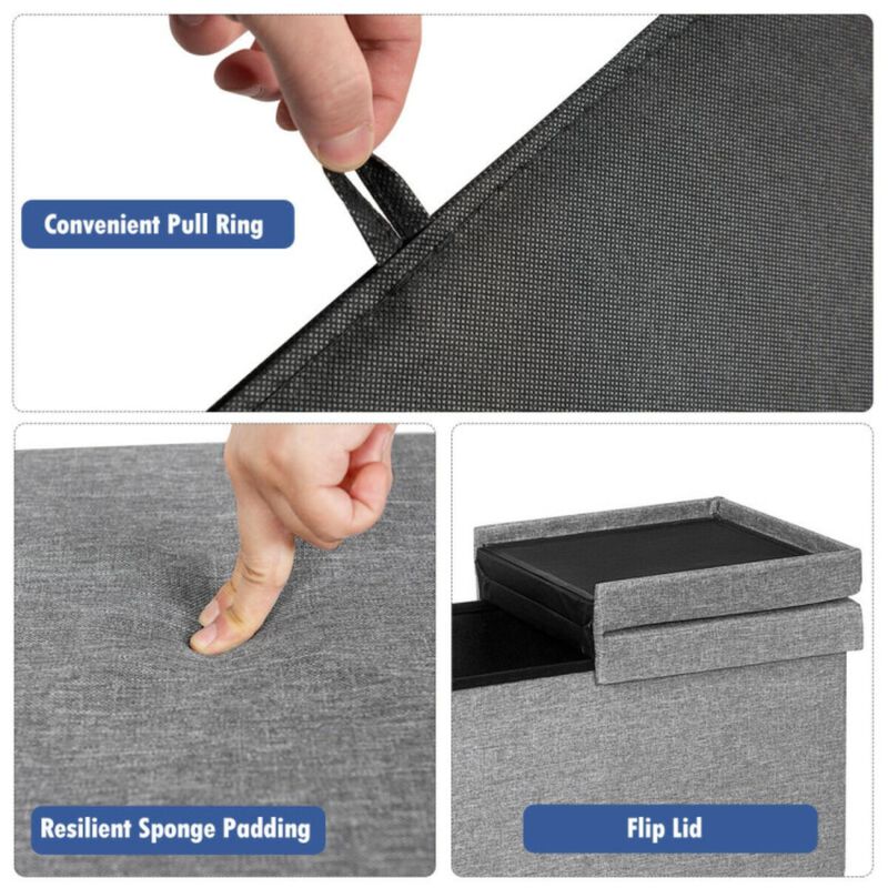 Hivvago 30 Inch Folding Storage Ottoman with Lift Top
