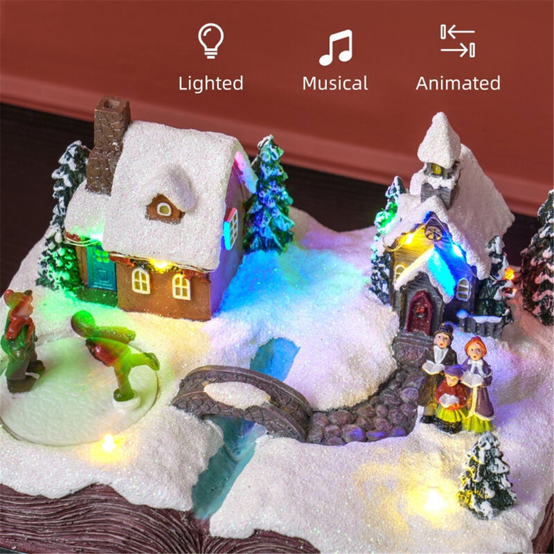 Light-Up Christmas Village Display, Festive Town Scene with LED Lights & Music