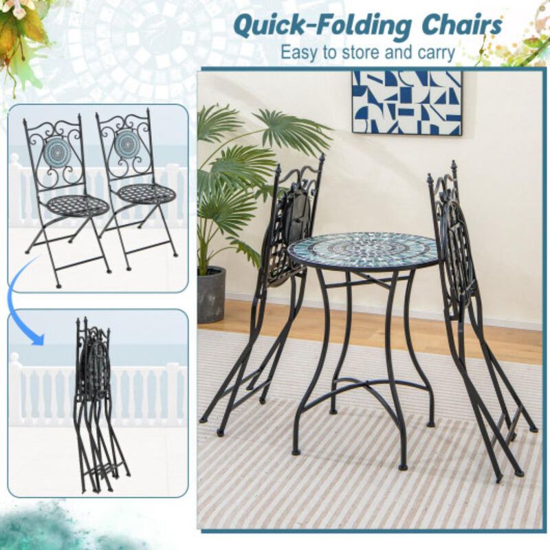 Hivvago 24 Inch Patio Bistro Table with Ceramic Tile Tabletop