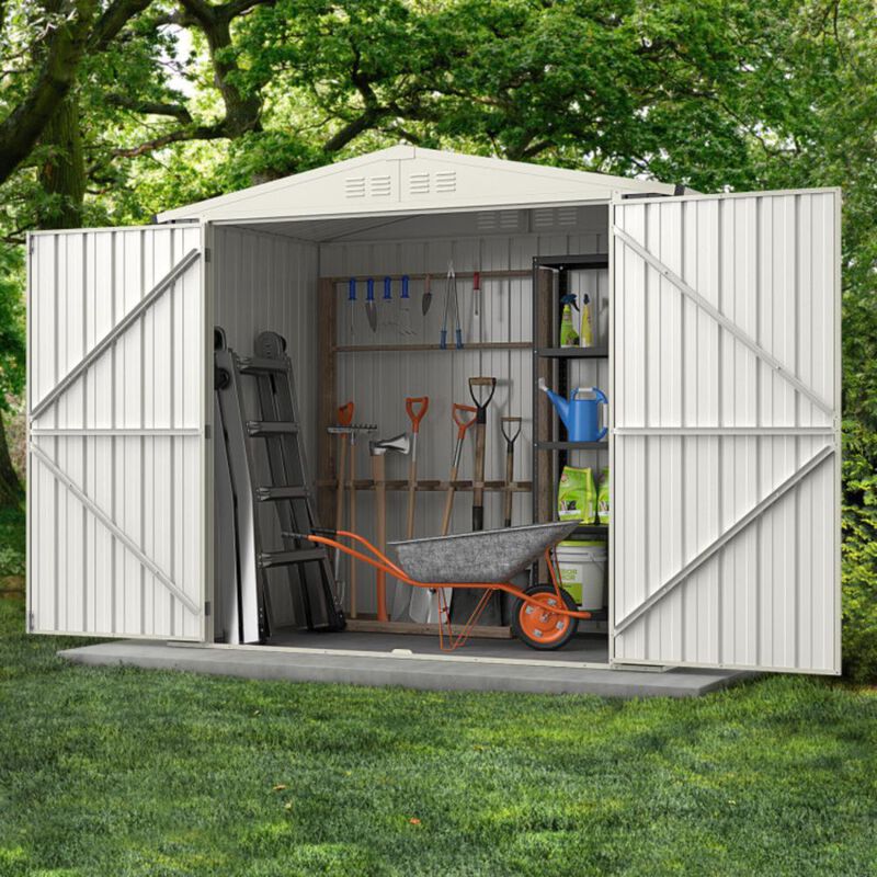 Hivvago 7 x 4 Feet Metal Outdoor Storage Shed with Lockable Door