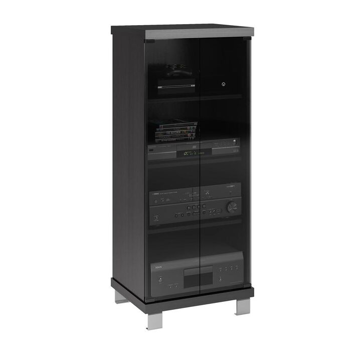CorLiving Holland 20 Wide Ravenwood Black and Glass Component Stand