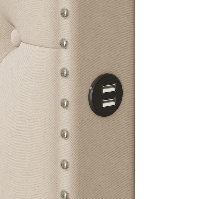 Merax Upholstered Platform Bed with USB Ports
