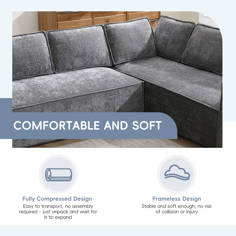 Merax Modern L-Shaped Cloud Sofa Set for Living Room