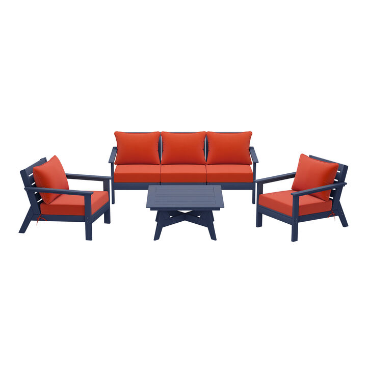 WestinTrends Outdoor 6-Piece Modular Sectional Patio Furniture Sofa Set