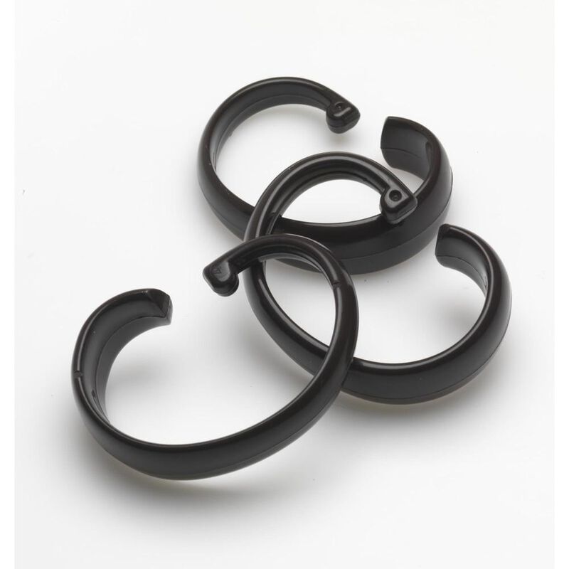 Carnation Home Fashions Hang Ease "C" Type Plastic Shower Curtain Hooks - Black 3x3"
