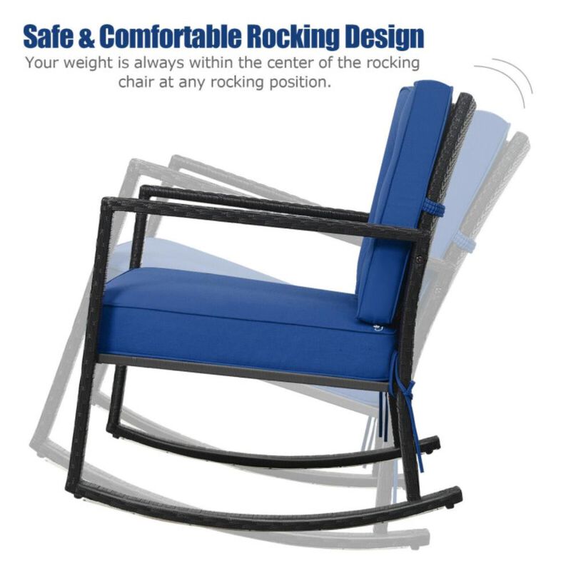 Hivvago Patio Rattan Rocker Outdoor Glider Rocking Chair Cushion Lawn