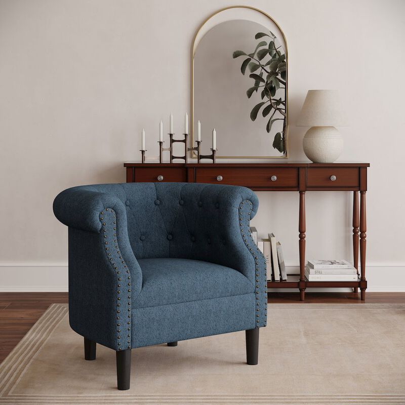 Jofran Contemporary Upholstered Barrel Curved Back Accent Chair