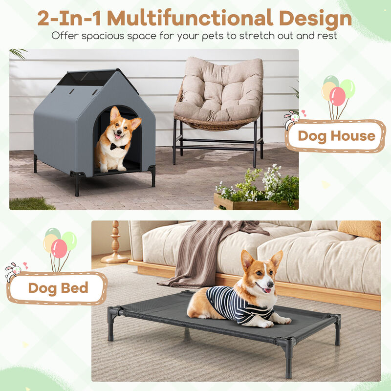 Outdoor Elevated Pet House with Ventilated Windows for Better Airflow