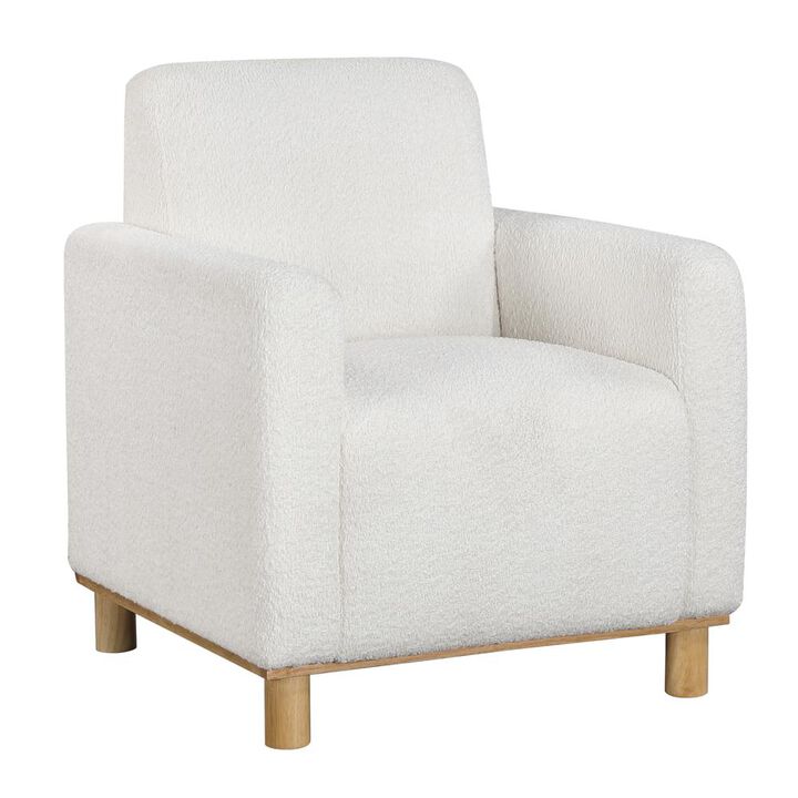 Comfort Pointe Maizie White Boucle Fabric Arm Chair