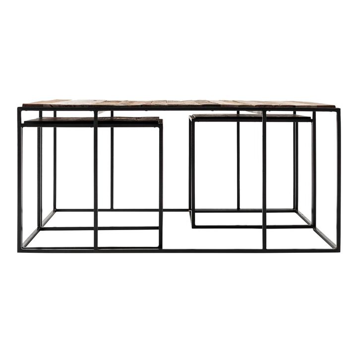 Belen Kox Rustic Boat Wood Nesting Coffee Table Set, Belen Kox